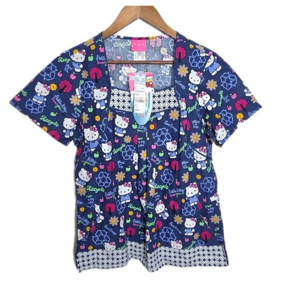 Hello Kitty Tooniforms Go Green Scrub Top Medium
